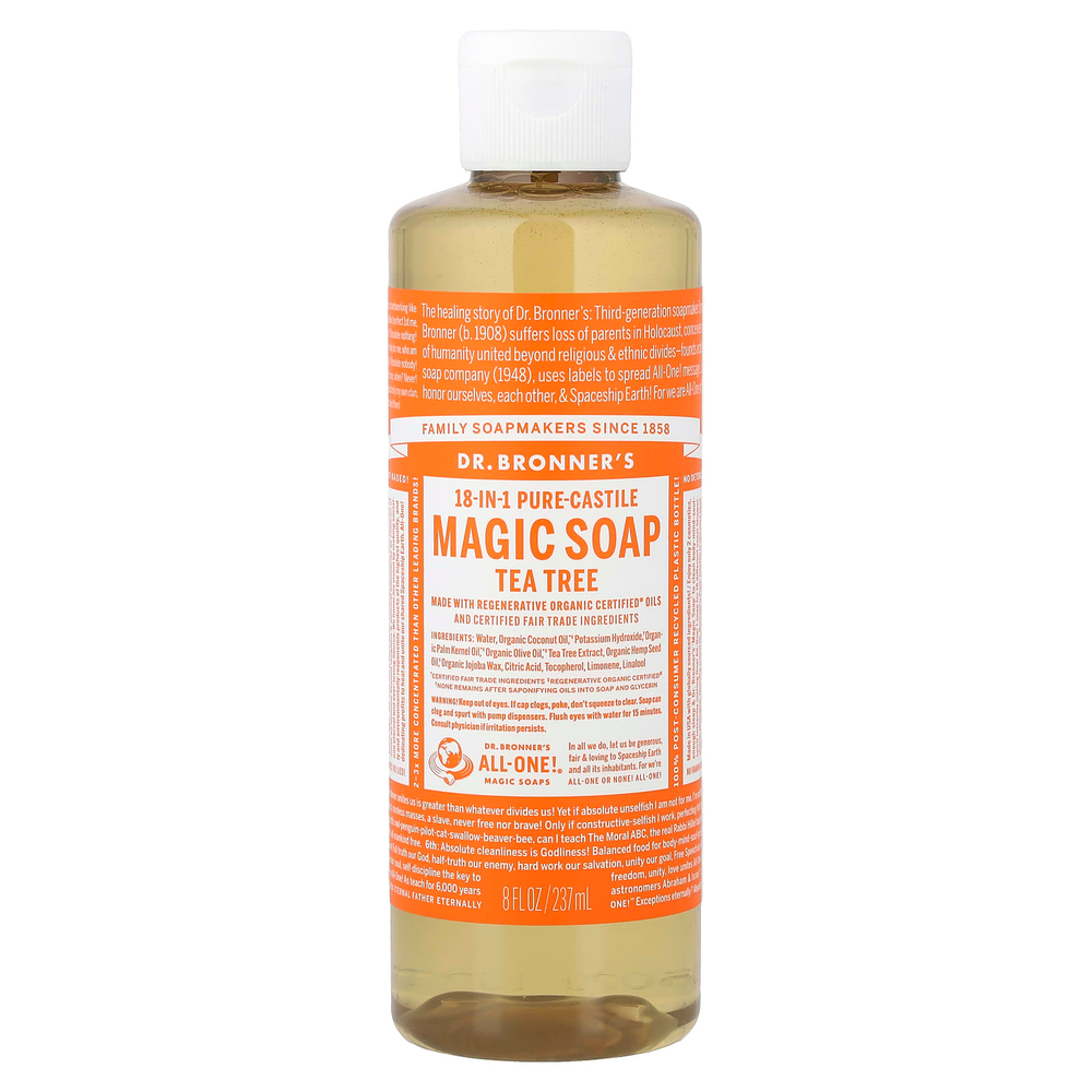 Dr. Bronner's, кастильское мыло 18 в 1, конопля и чайное дерево, 237 мл (8 жидк. унций)