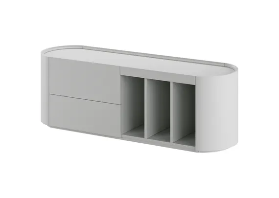 Тумба Lagom под ТВ 2 ящика 3 ниши ширина 140 см (светло-серый)
