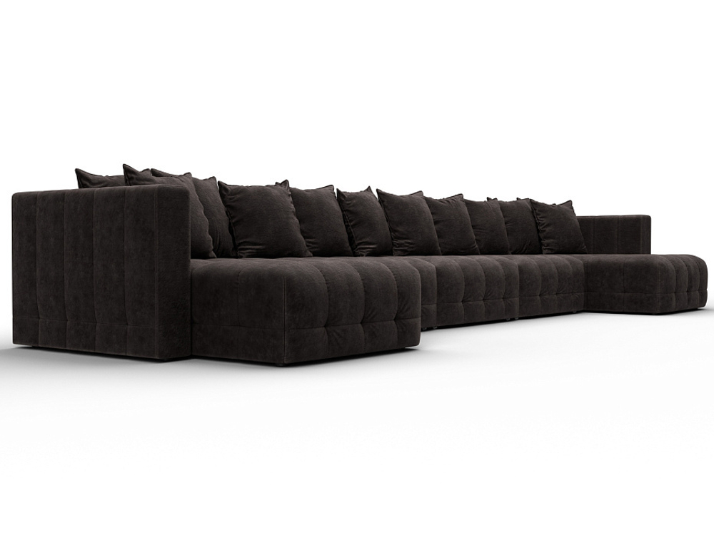 Диван П-образный Лига-052 НПБ МегаЛонг, BRUT 17 ВЕЛЮР коричневый