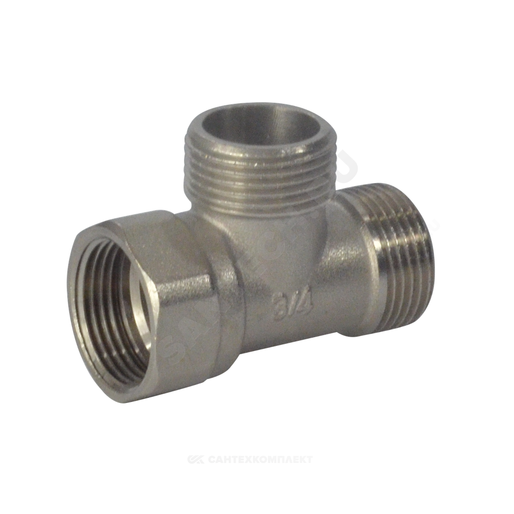 Тройник латунь никель Ду 15 (1/2") НР/НР/ВР SantechSystems