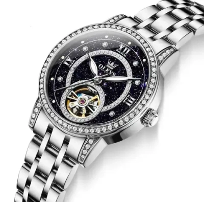 Часы наручные механические с автоподзаводом OLEVS на металлическом браслете, серебристый W10720-03