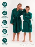 Халат детский махровый "Элит" с капюшоном, цвет: 507-Темно-зеленый