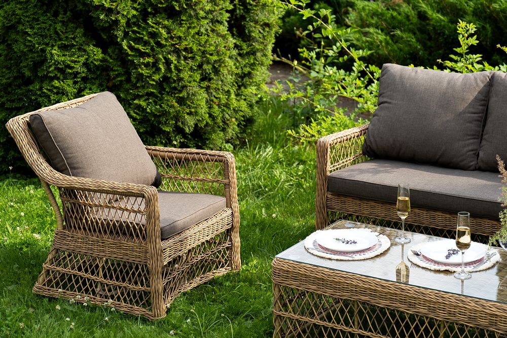 "Гранд Латте" лаунж-зона из искусственного ротанга, цвет соломенный