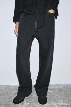 ZARA ДЖИНСЫ BAGGY СО СРЕДНЕЙ ПОСАДКОЙ — ZW COLLECTION, ЧЕРНЫЙ