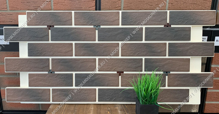 Клинкерная фасадная термопанель ЭППС "Коричневый карбон" 1150x540