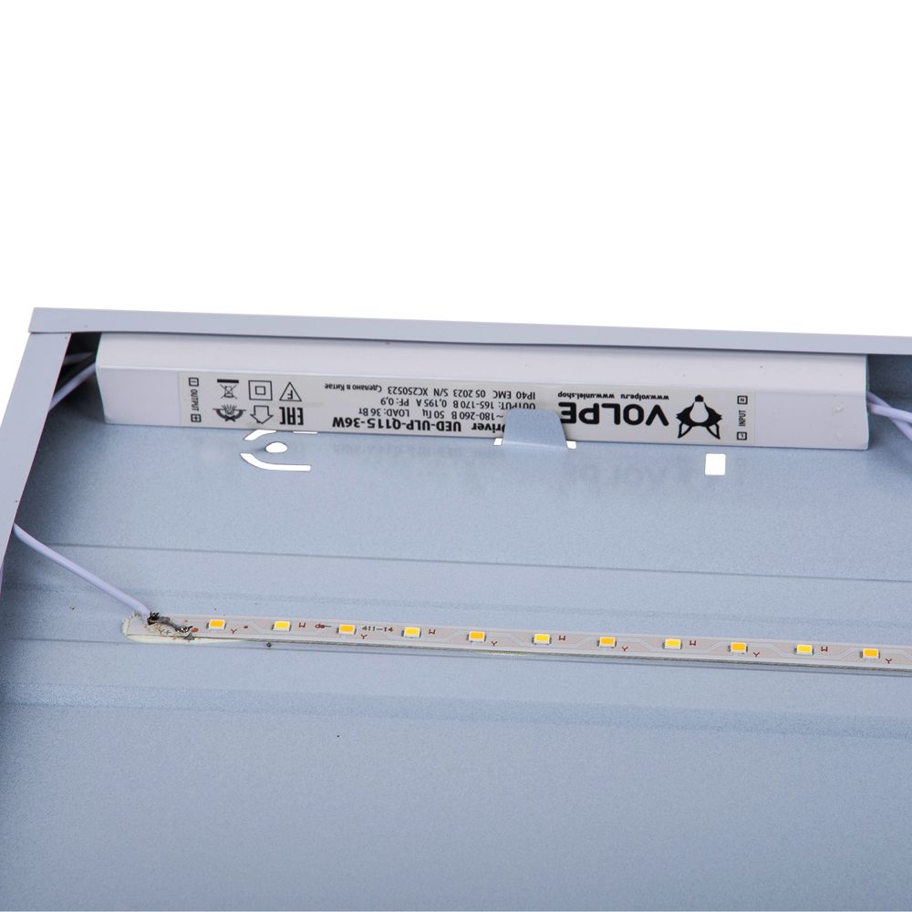 ULP-Q115 6060-36W-4000K+6500K WHITE Светильник светодиодный потолочный универсальный. Белый свет4000K-Холодный свет5000К-Дневной свет6500K. Рассеиватель призма. Встроенный и-п. Корпус белый. ТМ Volpe