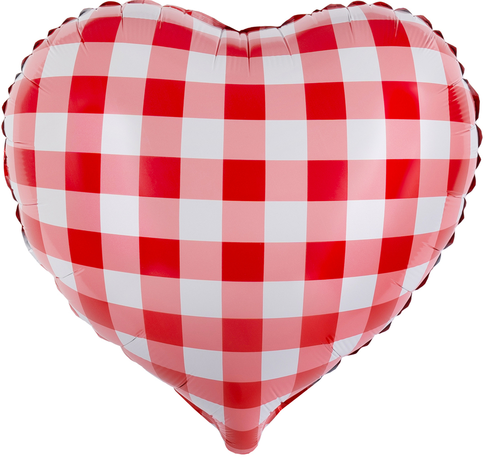 Сердце с принтом "Красное в белую клеточку"