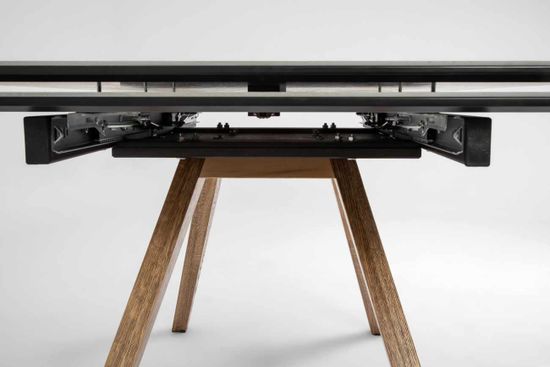 Стол Орландо-М (дуб/нога светлый дуб с черной патиной/столешница стекло Карелия)