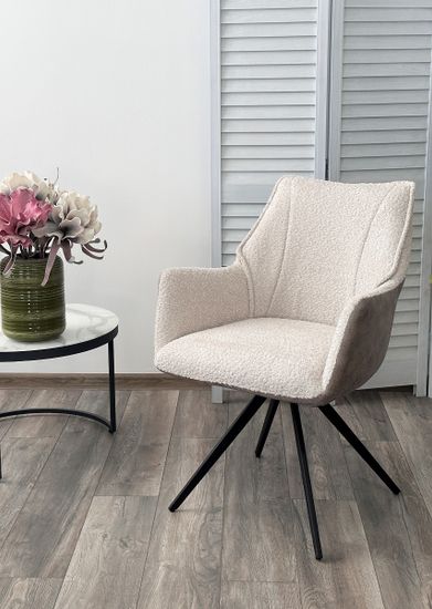 Стул BREVIS 180 град. поворот. XD841-02 Бежевый, букле/ GINO-101 Бежевый, ткань/ Черный