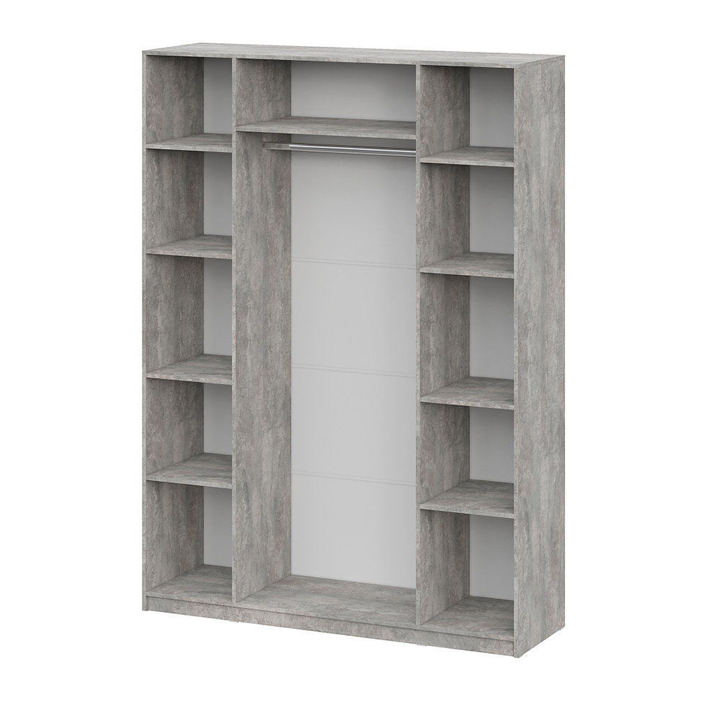 Шкаф распашной ШК 5 (1600), Цемент светлый, Белый шагрень