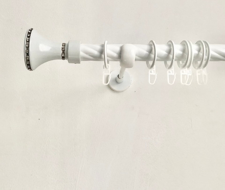 Карниз кованый витой для штор "Уфо" d25 мм однорядный, цвет белый