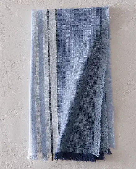 ZARA HOME ХЛОПКОВАЯ САЛФЕТКА В ПОЛОСКУ (НАБОР ИЗ 2 ШТ.), СИНИЙ