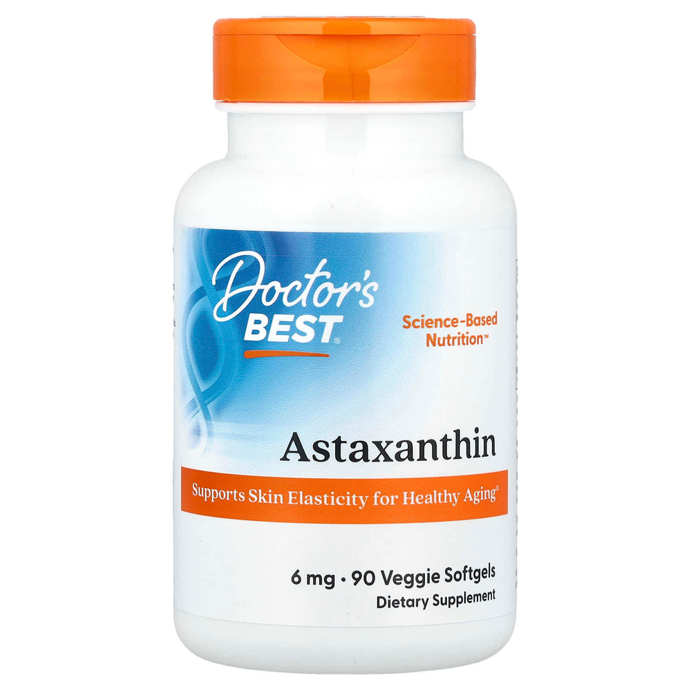 Doctor's Best, астаксантин, 6 мг, 90 растительных капсул