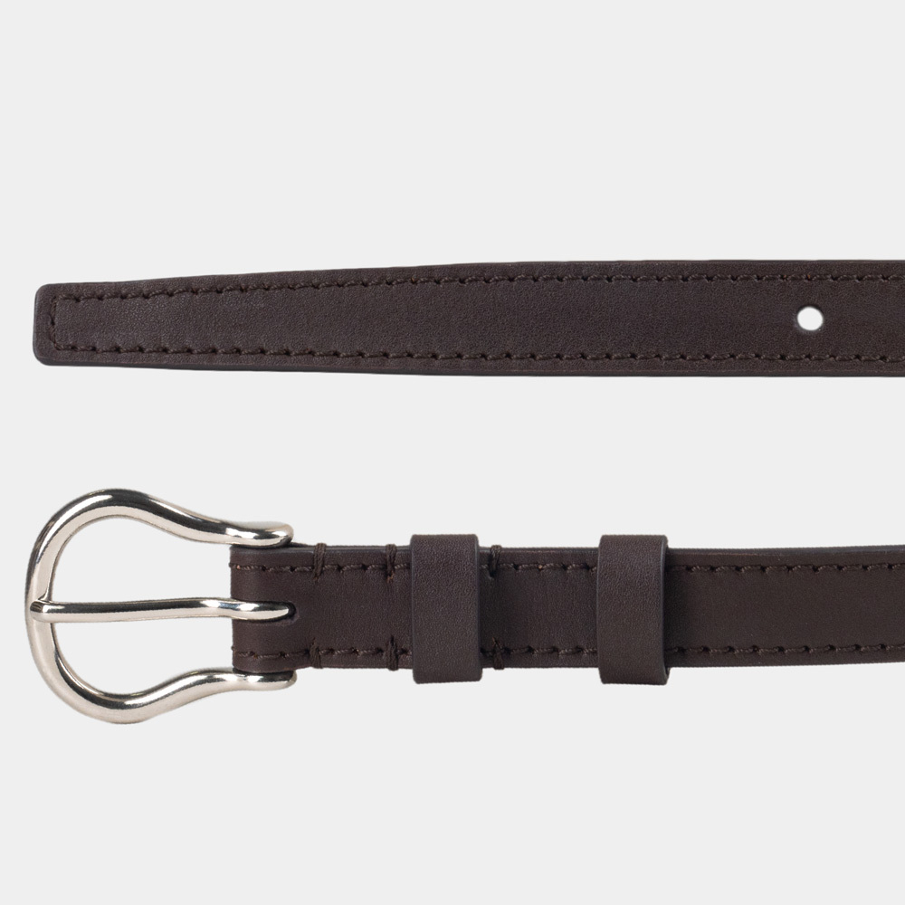 Женский ремень 20 мм из кожи теленка, темно-коричневого цвета