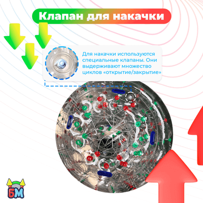 Аттракцион Водный роллер (Гидророллер) «Прозрачный с красно-зелеными держателями» ТПУ, 2.2*2*2 м