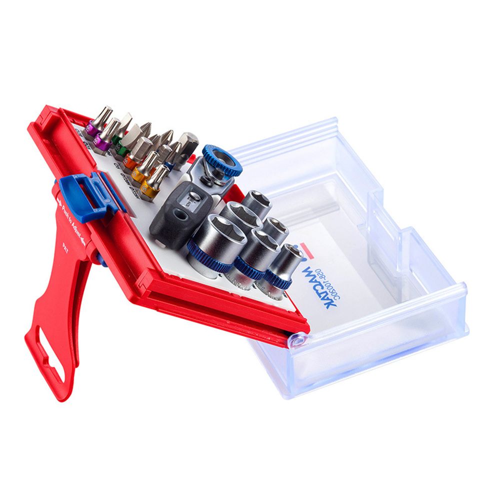 МАСТАК (058-10020C) Набор вставок (бит) 1/4", TORX, HEX, Pozidriv, Phillips, Slotted, 20 предметов