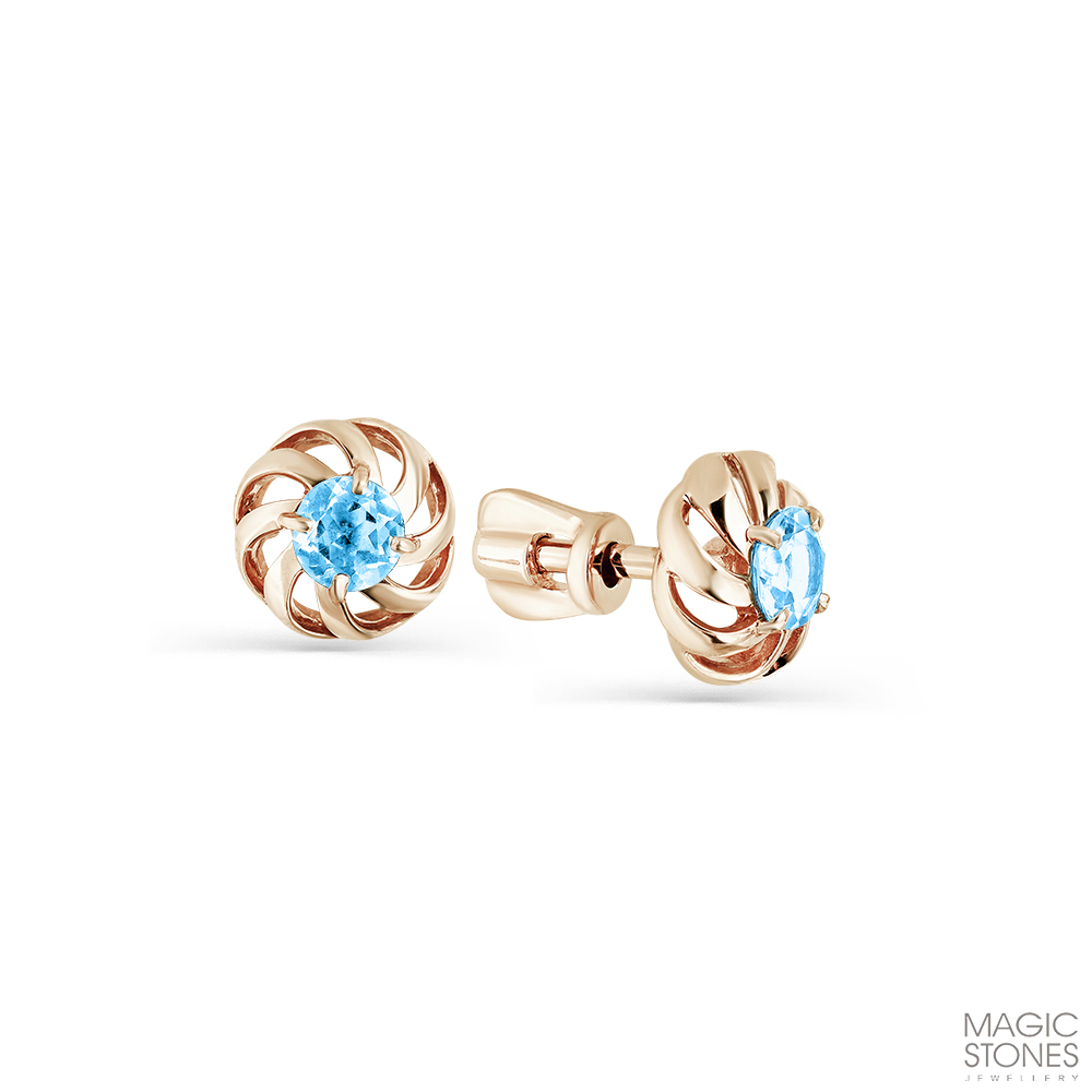 Серьги из золота 585 пробы с Топазом