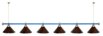 Лампа STARTBILLIARDS 6 пл. (плафоны зеленые,штанга зеленая,фурнитура золото)