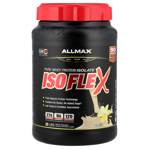 ALLMAX, ISOFLEX®, чистый изолят сывороточного протеина, ваниль, 907 г (2 фунта)