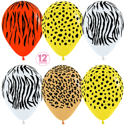 Воздушный Шар (12''/30 см) Анималистика, Пятнистый окрас, Ассорти, пастель, 5 ст