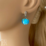 LEFIREL' Серьги серебряные женские "Нимфея" с цветами из муранского стекла / ювелирные украшения из родированного серебра 925