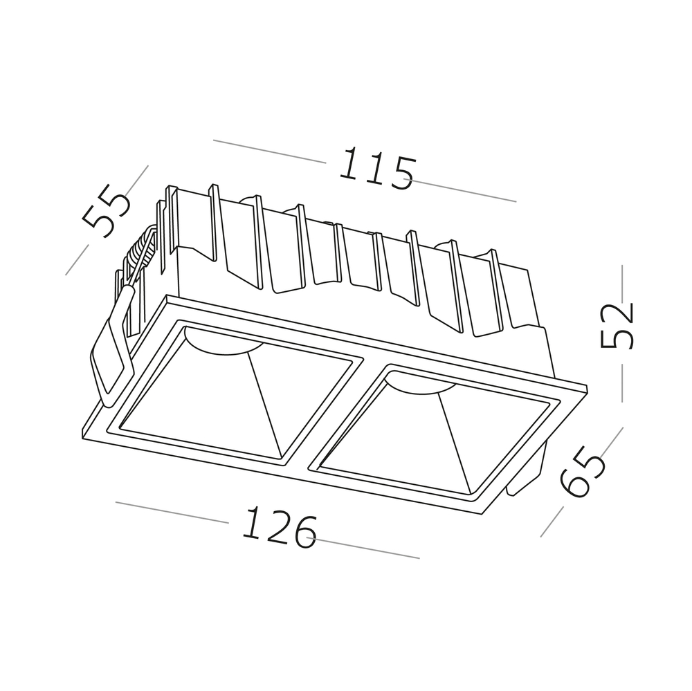 ST757.438.20 Св-к встр. Белый LED 2*10W 3000К Ra >90 1400Lm 60° IP20 L65xW126xH52 85-265V