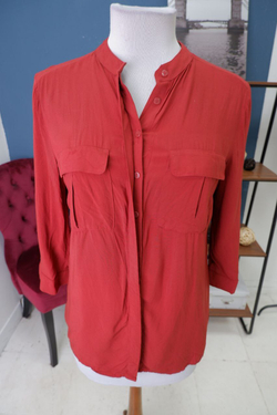 Рубашка Oodji бордовая 40 размер