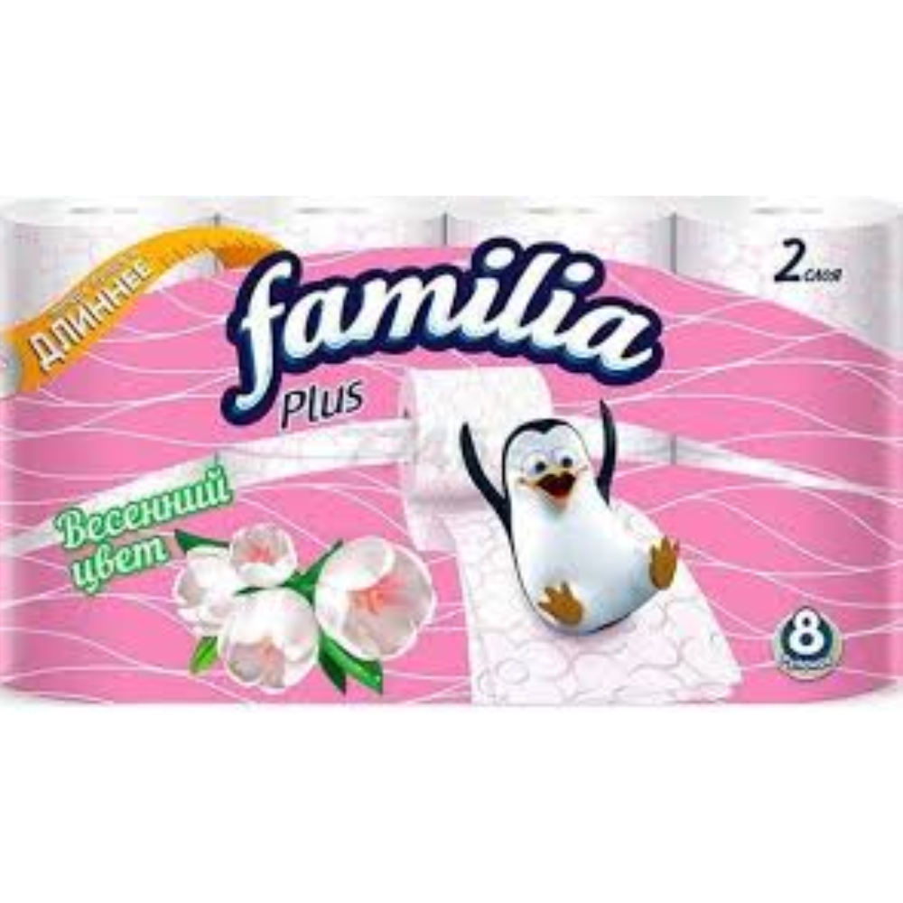 Туалетная бумага Familia Весенний цветок 2 слоя 8 рулонов