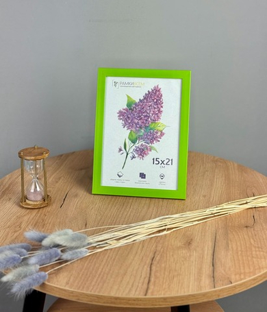 Фоторамка 15х21 см зеленая, без фактуры, арт. 1521.746771