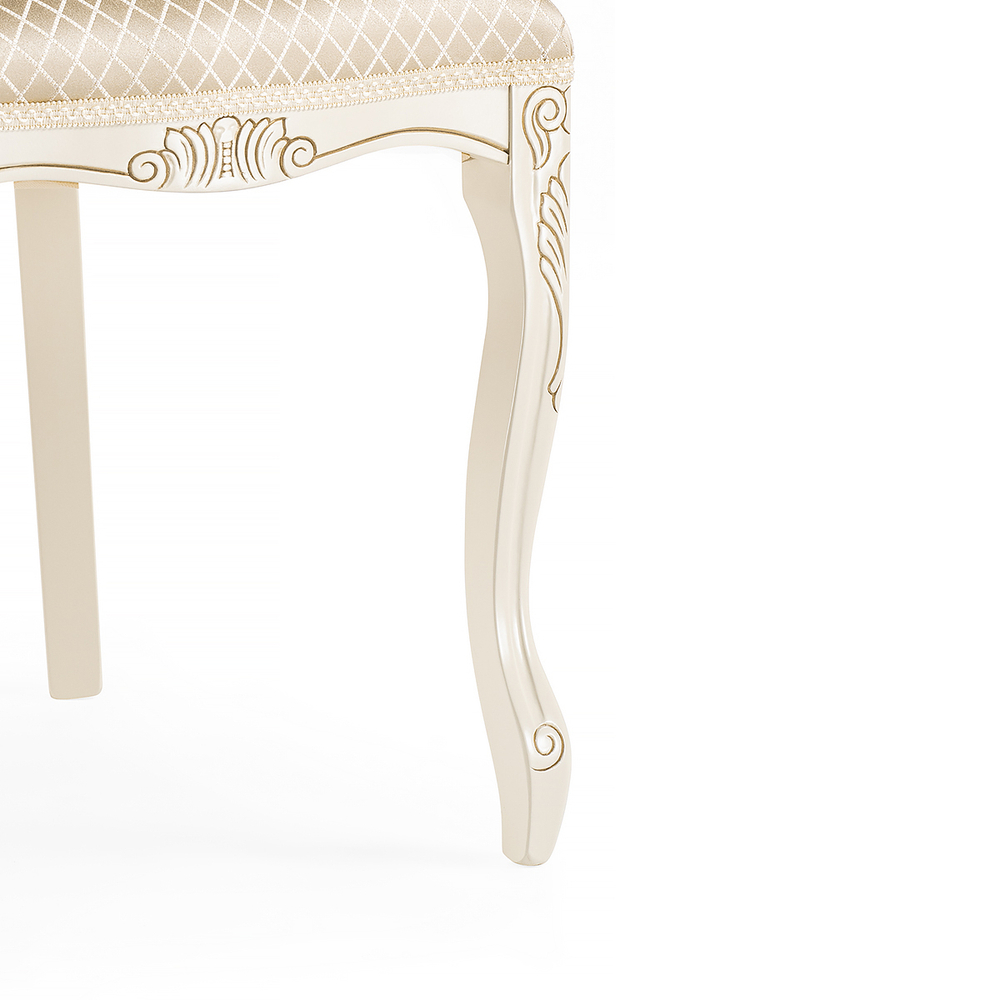 Стул деревянный Woodville Клето патина золото, ромб, ножки белые