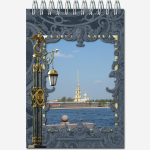 Блокнот формат А6 60 листов на металлическом гребне "Виды Санкт-Петербурга"