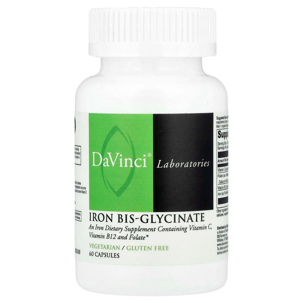 DaVinci Laboratories, Бис-глицинат железа, 60 капсул