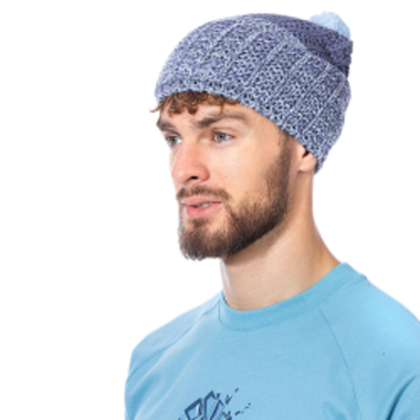 Шапка Nova-Tex Yurma (Юрма) PWH-01BLM Вязаная с флисом Синяя с бумбоном Payer