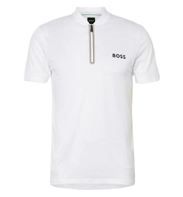 Мужское теннисное поло BOSS TOC Serve 3 Zip - white