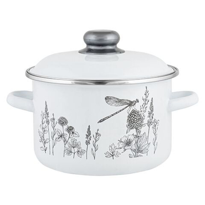 Кастрюля сталь, эмал, 4 л, с крыш, крышка сталь, Appetite, Flora-2, 1RD201M, индукц