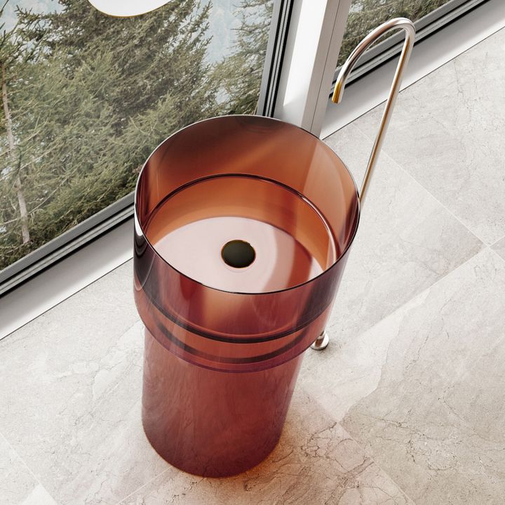 Раковина отдельностоящая прозрачная ABBER Kristall AT2701Opal-H коричневая