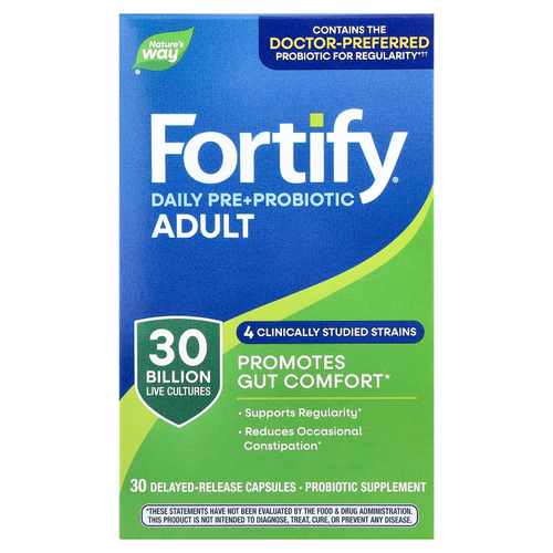 Nature's Way, Fortify®, ежедневные пребиотики и пробиотики, для взрослых, 30 капсул с отсроченным высвобождением