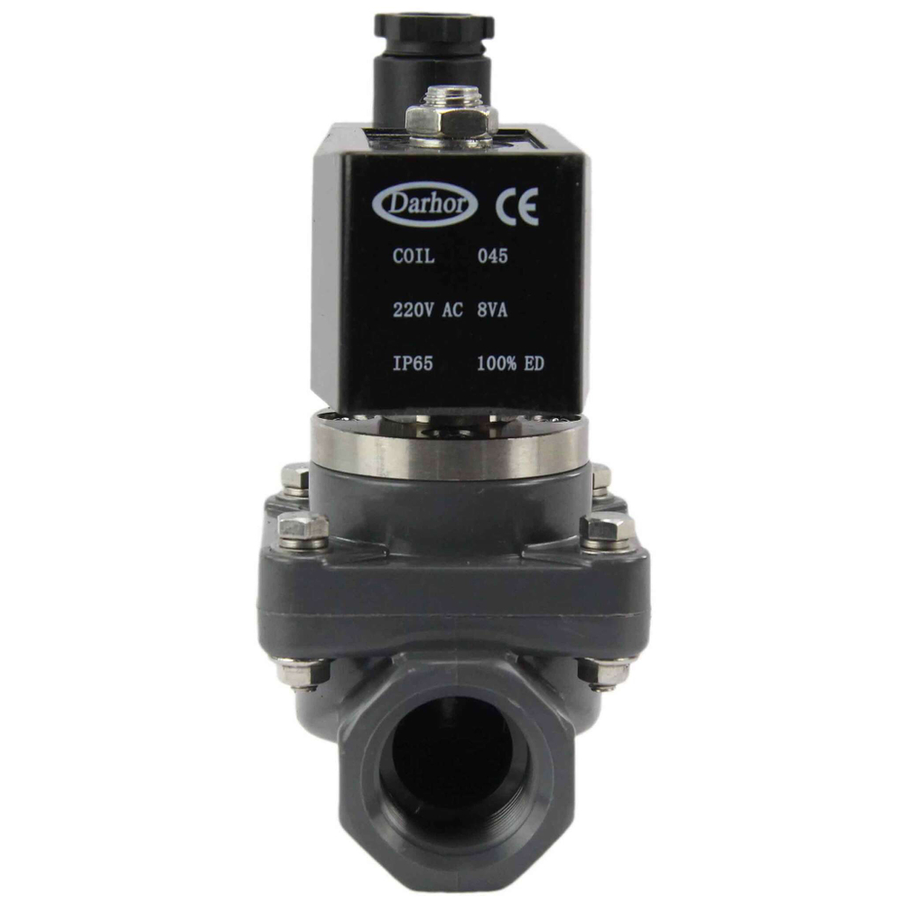 Two way normally closed indirect acting electric solenoid valve Elephant DHF21-UP-НЗ VITON G 24V, body material - unplasticized polyvinyl chloride, seal - Viton