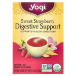 Yogi Tea, поддержка пищеварительной системы, сладкая клубника, без кофеина, 16 чайных пакетиков, 32 г (1,12 унции)