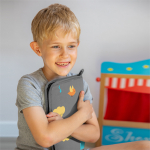 Коврик в садик для переобувания 30х36 см, Львенок в машинке (серый)