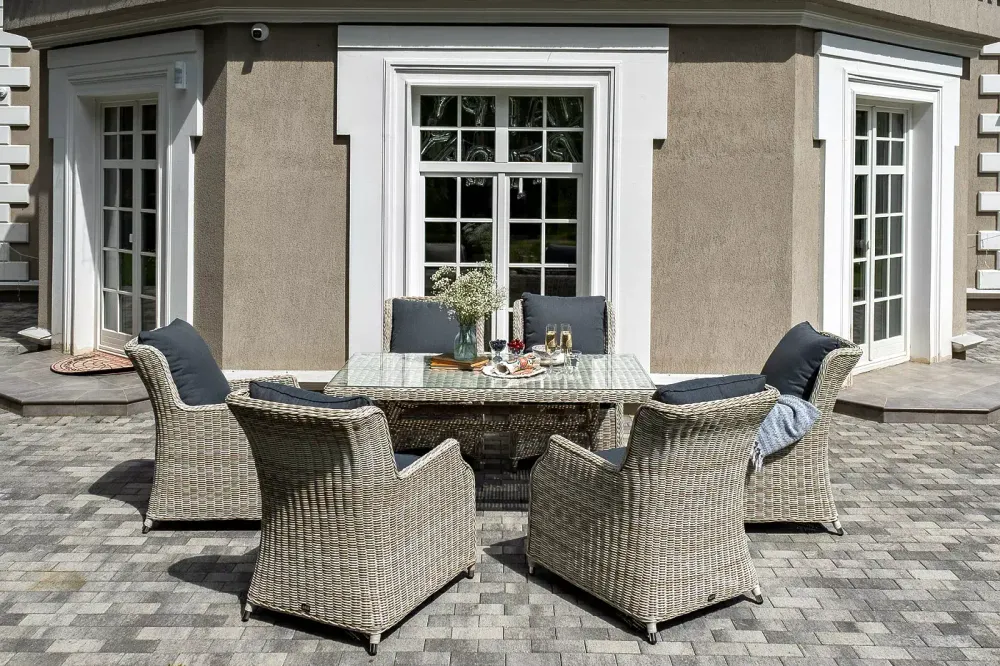 "Неаполь" обеденная группа плетеная из искусственного ротанга, цвет бежевый