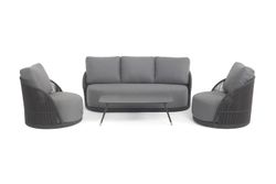 "Монтелла" лаунж-зона 5-местная плетеная из роупа (веревки), каркас алюминиевый темно-серый, роуп темно-серый