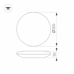 Светильник CL-FRISBEE-MOTION-R300-18W Warm3000 (WH, 180 deg, 230V) (Arlight, IP54 Пластик, 3 года) 030162