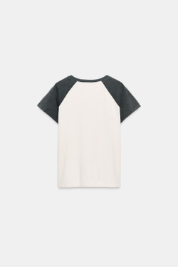 ZARA ФУТБОЛКА С РУКАВАМИ РЕГЛАН И ЭФФЕКТОМ ПОТЕРТОСТИ, ЭКРЮ