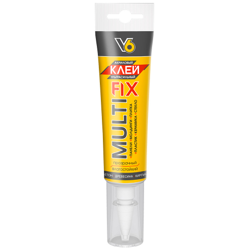 Клей «V6» MULTI FIX, акриловый ультрасильный, прозрачный, 100 г
