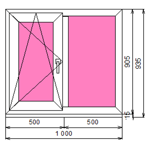 Пластиковое окно 905 х 1000 ТермА Эко