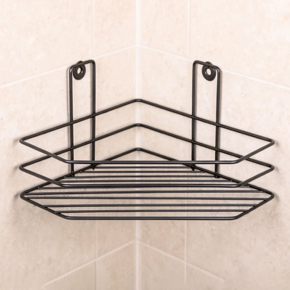 Полка угловая 1-ярусная трапеция 18*180*11см черная, ПТ-1Ч