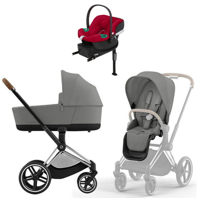 Коляска Cybex Priam IV Chrome Brown complete Aton B2 Dynamic Red Base One 4 в 1 Mirage Grey
