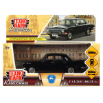 Модель ин. мет. "ГАЗ-2401 Волга" 12см, двери, багаж, черный, коробка 2401-12-BK (Технопарк)