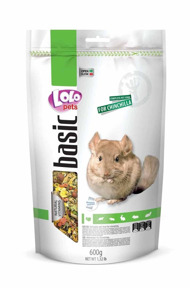 LoLo PETS Корм для шиншилл полнорационный 600 г  Дойпак